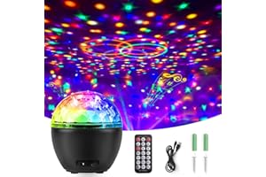Luci Discoteca LED, Qxmcov Luce da Discoteca Palla con Telecomando e USB Cavo, Lampada da Discoteca Luci Party LED Luci da Palco 16 Colori per Feste, DJ Bar, Club, Natale, Festa, Capodanno