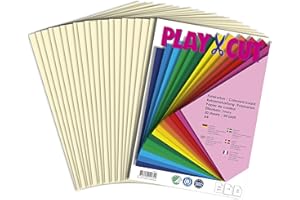 PLAY-CUT Set di 20 fogli di cartoncino fotografico formato A4, colore avorio (300 g/m²), 20 fogli di cartoncino fotografico spesso e spesso, per lavori creativi e stampa