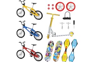 Set de 18 Pcs Mini Jouets à Doigts Planches à Roulettes à Doigts pour Enfant Scooter des Vélos de Doigt Petite Balançoire Faveurs de Mouvement du Bout des Doigts Roues et Outils de Rechange