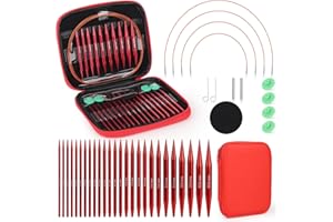 Coopay Auswechselbare Rundstricknadeln Set, 2,5-10,0 mm Stricknadeln Set Austauschbar, Stricknadeln Rundstricknadel mit Aufbewahrungstasche, 13 Paar Aluminium Austauschbare Rundstricknadeln, Rot