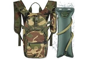 Neloheac 15L Mochila Táctica de Hidratación, Mochila Trail Running con Bolsa de Agua 3L, Packs Hidratación para Ciclismo Senderismo Moto Montaña