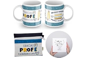 BY KROL STORE Regalo Para Profesora Taza Y Estuche De Tela Regalo Personalizado Regalos Originales Para Profesores Regalo Maestra Regalo Profe Infantil regalos para profes (Regalo Profe Azul)