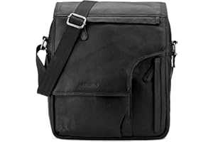 LEABAGS Leder Umhängetasche Herren & Damen I Echtleder Laptoptasche bis 13 Zoll I Messenger Bag mit Schultergurt I Schultertasche I Arbeitstasche I Tragetasche I Handtasche I Nappa Schwarz