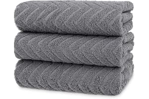 ATEN Homeware Pure Cotton Kitchen Hand Towels – Stylish Pack of 3 – 50 x 50 cm – Highly Absorbent & Super Soft Kitchen Towels for Drying Hands & Surfaces, Lint-Free & Durable, Made in Egypt (Grey)