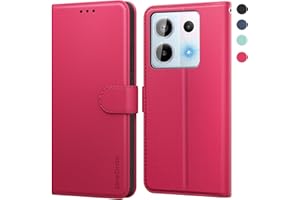 SineOrdo Funda Compatible con Xiaomi Redmi Note 13 Pro 5G & Poco X6 5G Carcasa, Libro Redmi Note 13 Pro 5G & Poco X6 5G Fundas con Tapa Piel Móvil Suave Cuero Trajetero Flip Wallet Case - Rojo