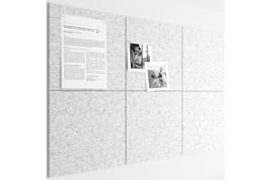 Bumusty Large Cork Board 36"x24" Alternative - 6 Pack Felt Wall Tiles with 40 Safe Removable Adhesive Tabs, 30 Pushpins, Cork Boards for Walls Pin Board Notice Board Office Decor-Marble Gray