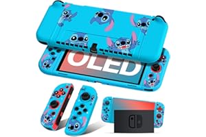 Koecya for Nintendo Switch OLED Case Cute Cartoon Character Design Cases Kawaii Fun Funny Fashion Soft Slim Protective Shell Cover Dockable Joycon for Kids Boys Teens Girls for Switch 2021 Blue