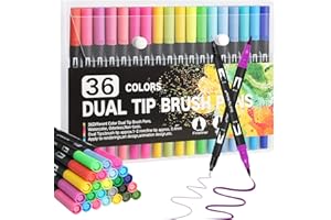 GELANTY Rotuladores Lettering, 36 Colores Rotuladores Punta Fina Dual Brush Pen Set Para Bullet Journal, Libros para Colorear, Letras a Mano, Bolígrafos de Mandala de Manga Bolígrafos