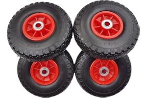 Frosal PU Rad Sackkarre 260 mm 3.00-4 | 20 mm Achse | Kugellager | Sackkarrenrad Vollgummi | Ersatzrad Bollerwagen pannensicher | Reifen (4)