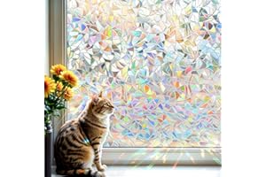 DARUITE Pellicola per Vetri Finestre 30x300cm, Pellicola Privacy Finestre con Effetto Arcobaleno 3D, Autoadesiva e con Protezione UV, Perfetta per uffici e soggiorni