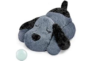 WEOK Heartbeat Welpe Plüsch Hundespielzeug, Welpe Herzschlag Stofftier für Hunde Angst Linderung Verhalten Hilfe Spielzeug, Herzschlag Plüschtiere für Hunde (Grey)