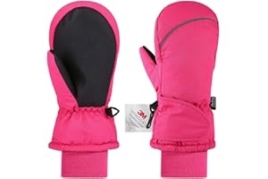 Andake Niños Guantes de esquí, Thinsulate 2-7 años Niños y Niñas Guantes de Invierno Calentar Impermeable A Prueba de Viento para Esquí, Bola de Nieve y Deportes de Invierno