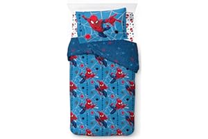 Jay Franco Marvel Spiderman Spidey Faces 100% Cotone Set Biancheria da Letto 3 Pezzi 135 x 200 cm Misura Letto Singolo - Copripiumino + Lenzuolo con Angoli 90 x 200 cm + Federa 50 x 70 cm