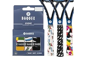 Raquex Evoke Overgrip - Over Grip para Raquetas de Padel, Tenis, bádminton y Squash. Paquete de 3 Grips