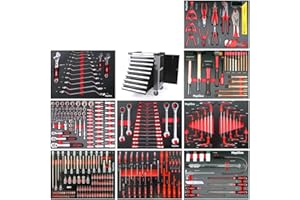 ‎MEPHISTO Mephisto Tool Trolley Workshop Trolley with 9 Drawers of which 9 Drawers Filled with Tools such as Wrench, Ratchet with Nut Box, English etc. in Soft Inlays in Carbon Look