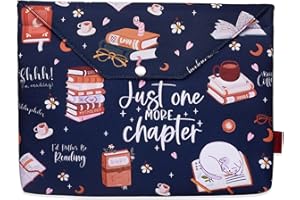LPARKIN Just One More - Funda para libro capítulo, protector de libro con cremallera y acolchado, fundas para libros para tapa blanda, 11 x 9 pulgadas, funda para libro para amantes de los libros