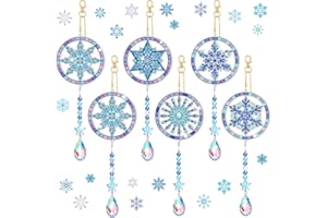 kiimiipa 6pcs Weihnachten Diamond Painting Weihnachten,Diamond Painting Kinder Schlüsselanhänger,5D Doppelseitige Diamantmalerei Winter Diamond Painting Anhänger Wind Glocke Hängende Diamantzubehör