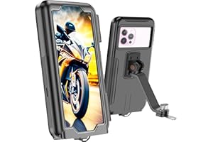 Damoaa Soporte movil Moto retrovisor Scooter Impermeable Funda con Ventana Trasera Valida para Smartphones hasta 7.5" sujecion al Espejo retrovisor irrompible