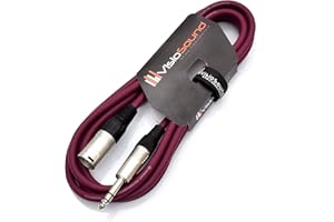 VisioSound Male XLR to 6.35mm Stereo TRS Jack Lead/Balanced Signal/Audio Speaker Cable 3m Purple