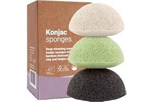 Vove | Esponja Facial Premium Konjac | Paquete De 3 | Orgánico | Biodegradable | Ecológico | Sin Plástico | Sin Plástico