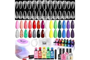 ‎LAVENDER VIOLETS Lavender Violets Gel Nagellack Set mit UV Licht 21 Gel Farben USB LED Nagellampe Nagelverlängerung Press on Nail Glue 240 Acryl Full Cover Soft Tips, Base Coat, Glossy Top Coat, Matte Top Coat VC17