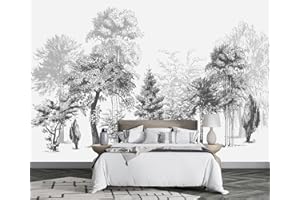 Papier Peint Panoramique Noir Et Blanc Arbre Simple Tapisserie Peinture Murale Papier Peint 3D Fresque Salon Chambre -MIWEI Wallpaper-127-350cmx256cm