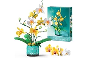 BAKA Orchidee Bausteine Blumen Set für Erwachsene - Künstliche Pflanzen Set mit Blume, Home und Zimmer-Deko, Geschenk zu Weihnachten, Ihn, Sie, Frauen Mädchen (986 Stück)