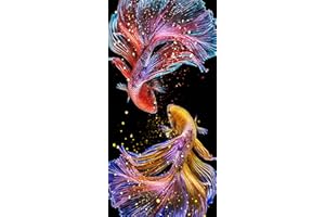 DCIDBEI Kit Broderie Diamant Complet Diamond Painting Peinture Diamant 5D DIY Jolie Queue de Poisson Peinture par Numéros kit Loisir Créatif Adulte Tableaux Diamants Décoration Murale 45 x 85 cm
