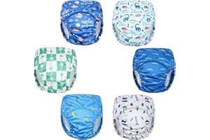 MOEMOE BABY Culotte Apprentissage Propreté Garcon Imperméable, Culotte D Apprentissage Enfant en Coton,Culotte d'apprentissage Lavable, Apprentissage de la Propreté, Lot de 6,Bleu,3 Ans