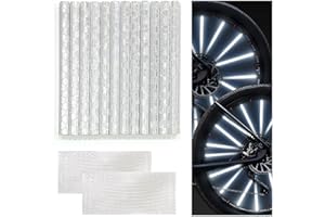 QEEQPF 48 Pezzi Ruota Riflettori a Raggi, Clip per Raggi Catarifrangenti a 360°, Riflettori per Raggi della Bicicletta, per Una Guida Sicura delle Biciclette al Buio Inclusi 2 Adesivi Catarifrangenti