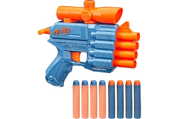 Nerf Elite 2.0 Prospect QS-4-blaster, 8 officiella Nerf Elite-pilar, avfyra 4 pilar, fast kikarsikte