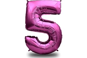 envami® Palloncini Compleanno 5 Anni Rosa 101 CM - Palloncino Numero 5 - Numeri Gonfiabili Compleanno - Decorazioni Compleanno - Palloncino 5 Anni Compleanno - Vola con l'Elio
