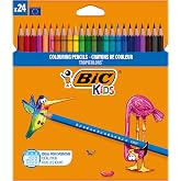 BIC Kids Tropicolors Kuru Boya Kalemi 24 Renk, Kıymık Oluşturmaz, Ağa&ccedil; Kesilmeden &Uuml;retilmiştir, &Ccedil;iğnemeye Dayanıklı