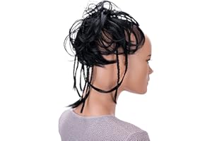 CAISHA Parrucchino Jumbo Elastico Per Capelli Acconciature Da Sposa Chignon Ondulato Nero G1D