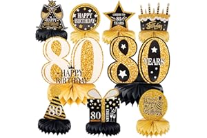 Hossom 80. Geburtstag Männer Frauen 9 Stück Geburtstag Dekoration Bienenwabe Mittelstück Tischdeko Geburtstag, 80 Geburtstag Deko, 80 Geburtstag Party Deko Für Frauen Und Mann