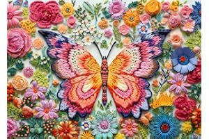 Bullglesup Jigsaw Puzzles for Adults 1000 Pieces, Butterfly Flower Girl Letter on Back Interlock Perfectly No Dust, Home Decors Challenge Toys for Men Women Elders Seniors (27.5"x19.6"), 1:1 Poster