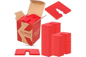 GENERISCH Spacer Plastic Plates Glazing Blocks Set 50 Pieces – 50 x 50 mm WKRĘT-MET® Klimas Spacer Plates Wheel Chocks Spacer Sleeves Height 3 mm Red