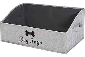 Geyecete Trapezoidale Contenitori per Giocattoli per Cani,Scatola per Giocattoli per Cani,Portagiochi Cani,Pieghevole organizzatore di Abbigliamento e Accessori per Animali Domestici-Grigio Strisce