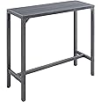 TMEE Outdoor Bar Table Patio High Pub Table 39” L Counter Height Table with Waterproof Top and Sturdy Metal Frame for Hot Tub/Poolside/Garden/Balcony/Hallway/Bistro, Rectangle, Black