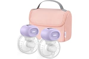 Nuliie Wearable Breast Pump Electrical with Storage Bag, LED Display, 4 Modes and 12 Suction Levels, Portable Hands Free Breast Pump with 14/17/20/24/27mm Flange (2 Packs, Purple)