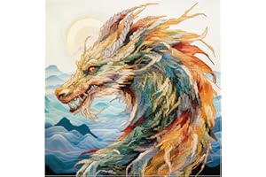 cukol cukol Drache Kreuzstich Set Vorgedruckt, Tiere Stickvorlagen Stickbilder Vorgedruckt Kreuzstich Stickpackungen Stickpackung Cross Stitch Embroidery Kit Stickset Sticken Set Erwachsene Anfänger