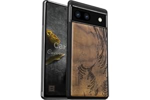 Carveit Funda de Compatible con Google Pixel 6a Carcasa [Madera y Silicona Híbrido Funda] Absorción de Impacto para Pixel 6a Única estético Carcasa (Nogal-La Gran Ola de Kanagawa)