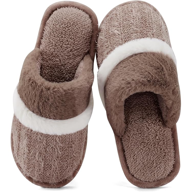 Snug Leaves Damespantoffels met wollige traagschuim, instappers met behaaglijk imitatiebont, gevoerde huisschoenen voor dames, 7/8 UK