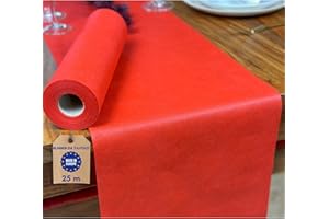 NATUARTE, Runner da Tavola Rosso, Rotolo di TNT da 25 metri x 30 centimetri, Decorazione Tavola, Tessuto per Decorazione di Nozze, Battesimi, Comunioni, Compleanni, Gonna da Tavolo, Colore Rosso