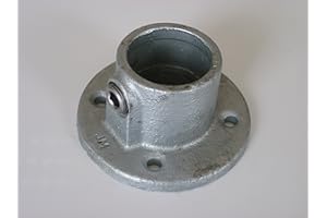 B&T Metall Rohrverbinder Fußplatte T131 Ø 42,4 mm (1 1/4") Temperguss thermisch vollbadverzinkt inkl. Stellschrauben