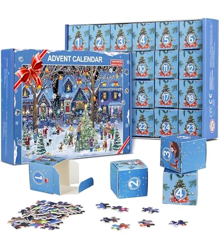Adventskalender 2023 Mit 1000-Teile-Puzzle – 24 Boxen, Weihnachts-Countdown Für Die Ganze Familie