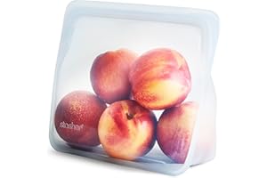 ‎STASHER Stasher Bag Premium Silikonbeutel wiederverwendbar für Lebensmittel, Stand Up Mid Bag, Klar, Dauerhaft, Backofen, spülmaschinen & gefriersicher, Umweltfreundlich, Lunch-Tasche, Leckagefrei, 1656ml