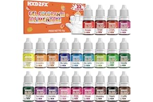 HXDZFX Colorante Alimentare Gel 22 Colori - Colorante Alimentare Liquido Concentrati per Cuocere, Decorare, Glassare e Cucinare - Coloranti Alimentari Vibranti per Fondente, Slime e Torta - Flaconi di 6g