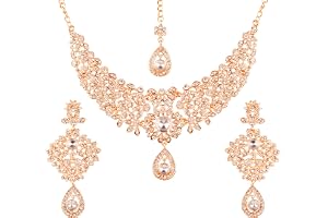Touchstone Hollywood glamour vita kristaller paisley-motiv grand smycken halsband antik för kvinnor, 3,25 tum, Metall, Diaman
