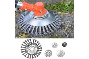 Tianher 150 x 25,4 mm Brosses à Mauvaises Herbes pour débroussailleuse, avec 4 adaptateurs,Brosse à Herbes Sauvages Twist élimine sans Effort Les Mauvaises Herbes et la Mousse